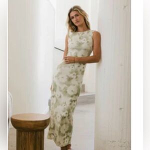 Bohme Floral Green Sleeveless Maxi Dress